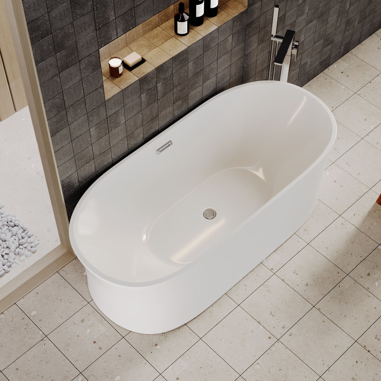 [BBFS163] Contemporary White Curved Freestanding Bath - Choice of Size - Lifestyle 2