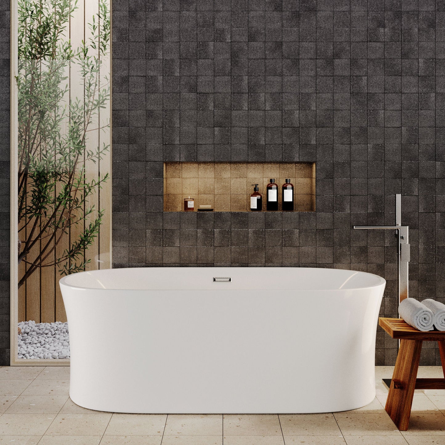 [BBFS164] Contemporary White Curved Freestanding Bath - Choice of Size - Lifestyle 1