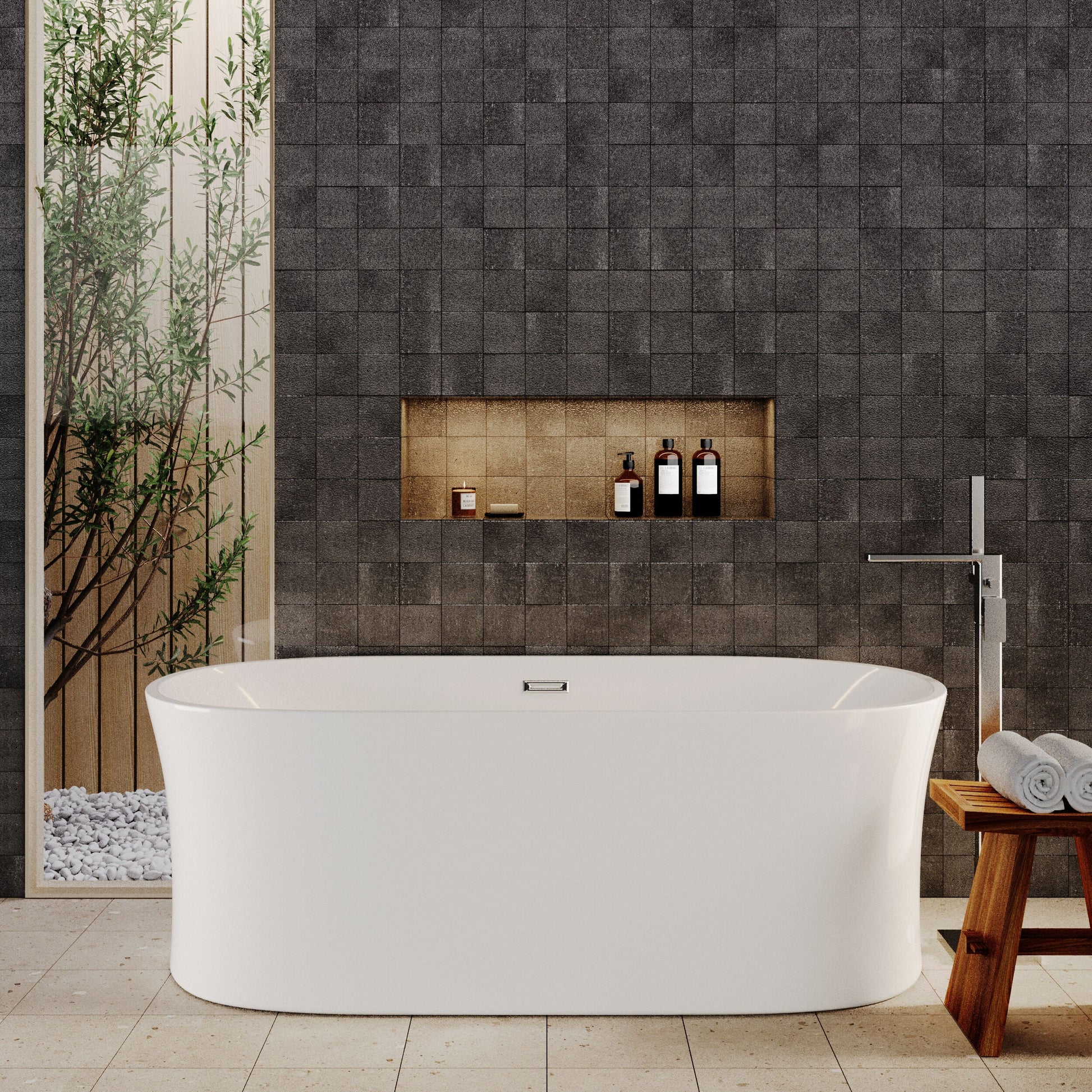 [BBFS164] Contemporary White Curved Freestanding Bath - Choice of Size - Lifestyle 1