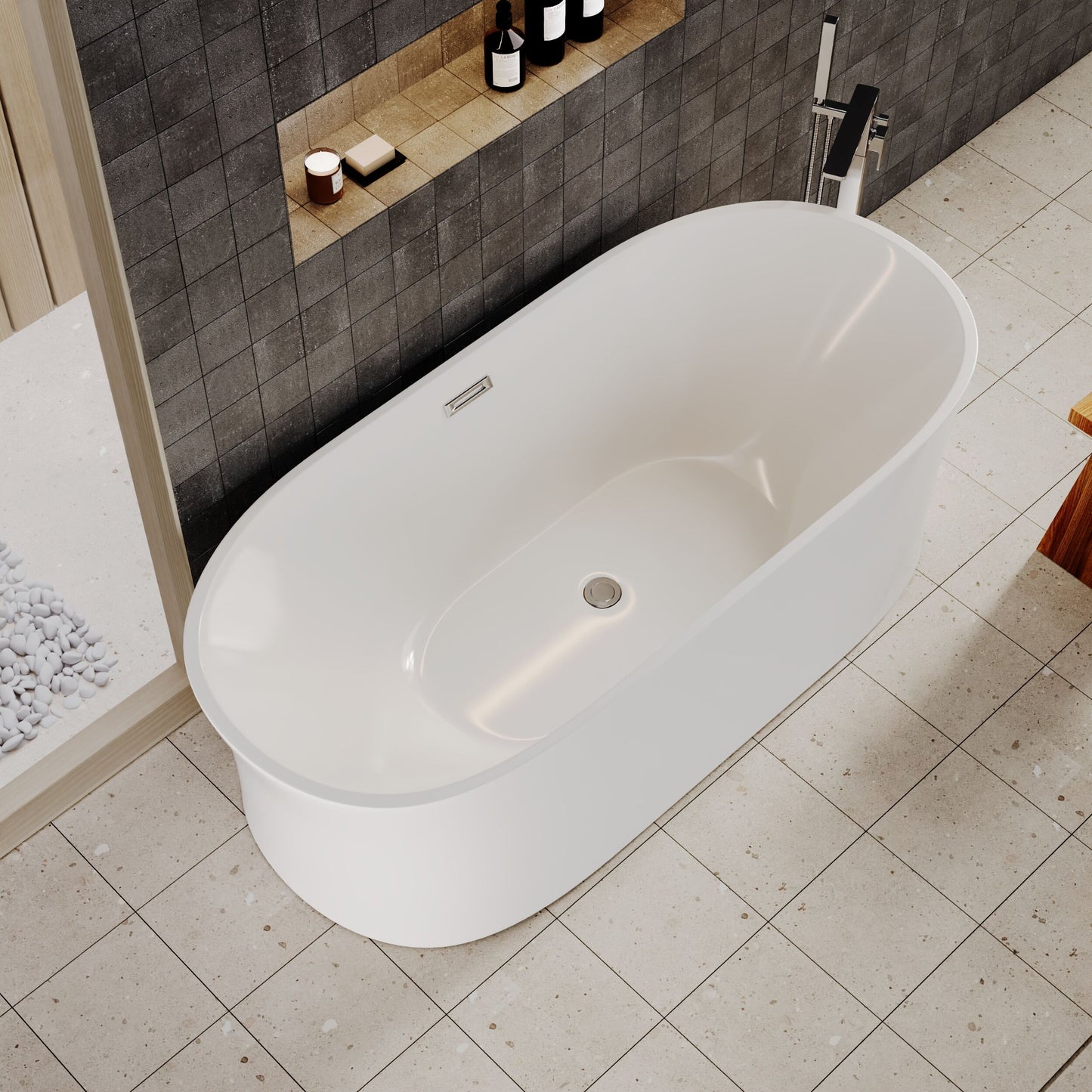[BBFS164] Contemporary White Curved Freestanding Bath - Choice of Size - Lifestyle 2