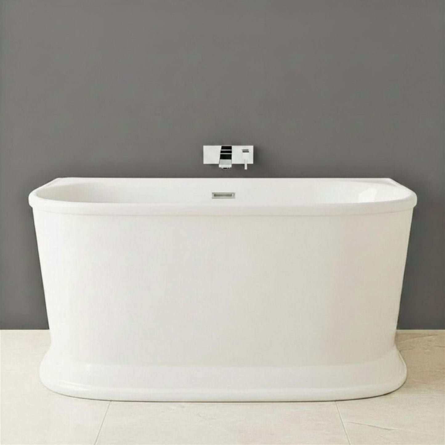 [BBFS168] Contemporary Back To Wall Freestanding Bath, Modern Double Ended Design - Choice of Size - Silo