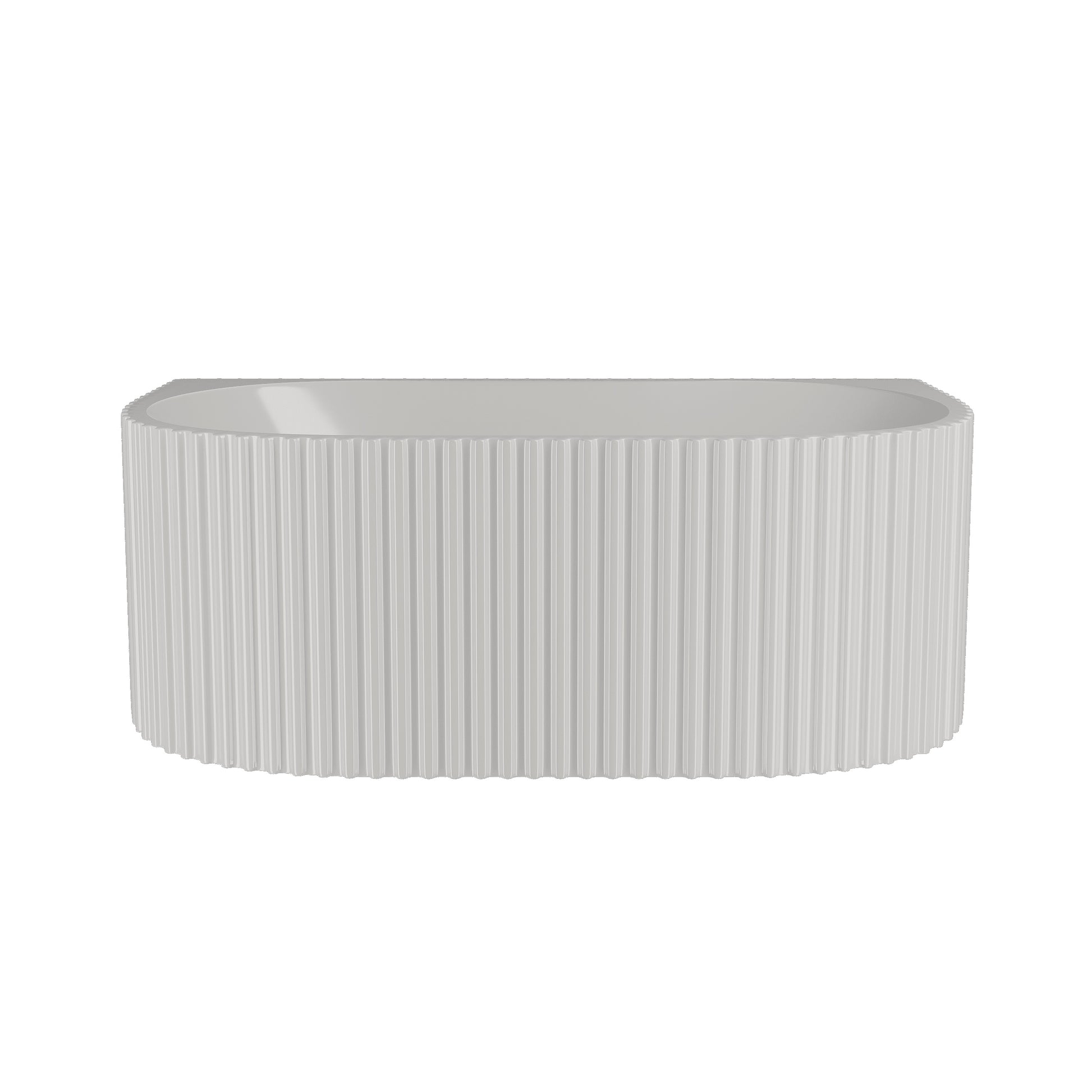 [BBFS174] Contemporary Back To Wall Freestanding Bath with Ribbed Design - Choice of Size - Cutout