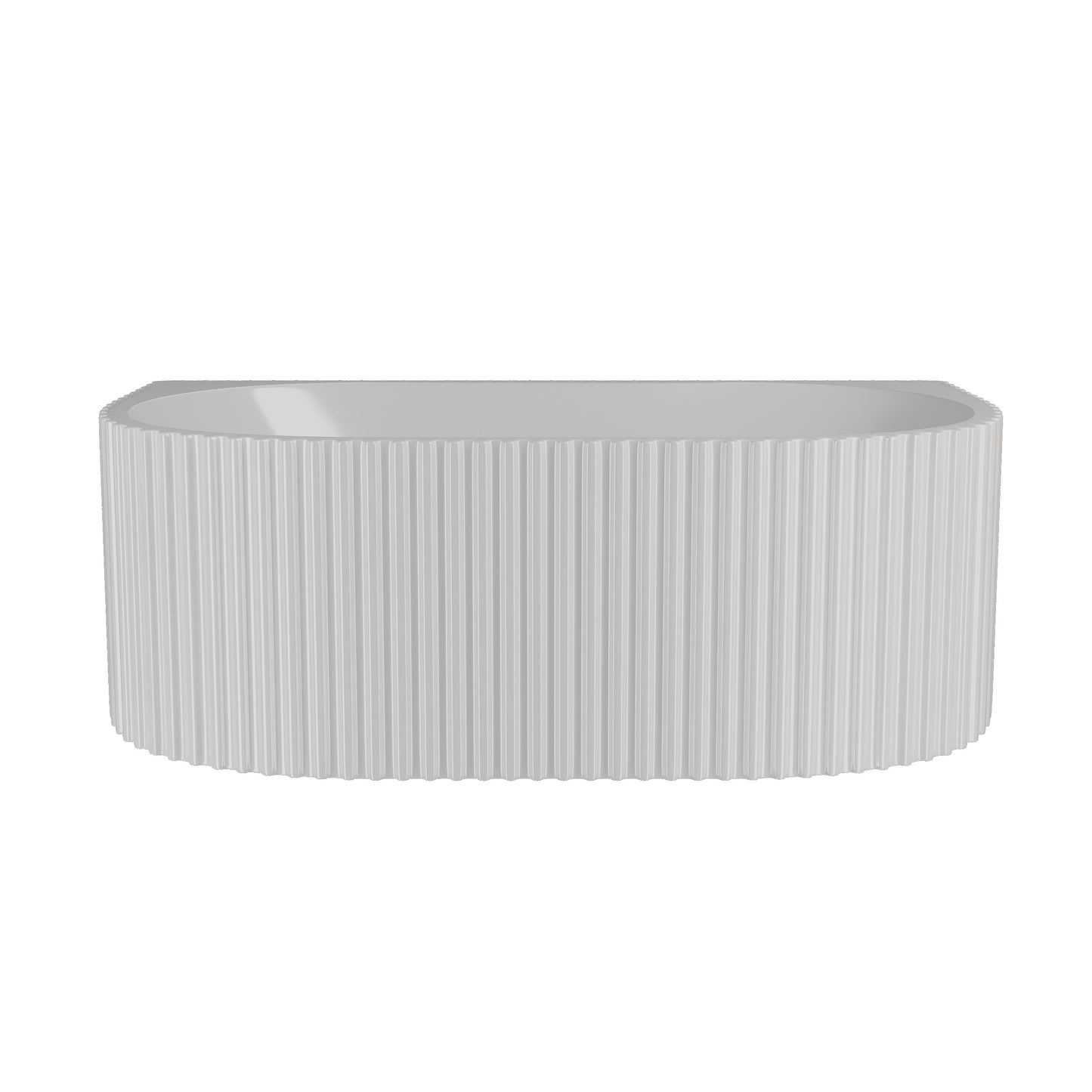 [BBFS175] Contemporary Back To Wall Freestanding Bath with Ribbed Design - Choice of Size - Cutout