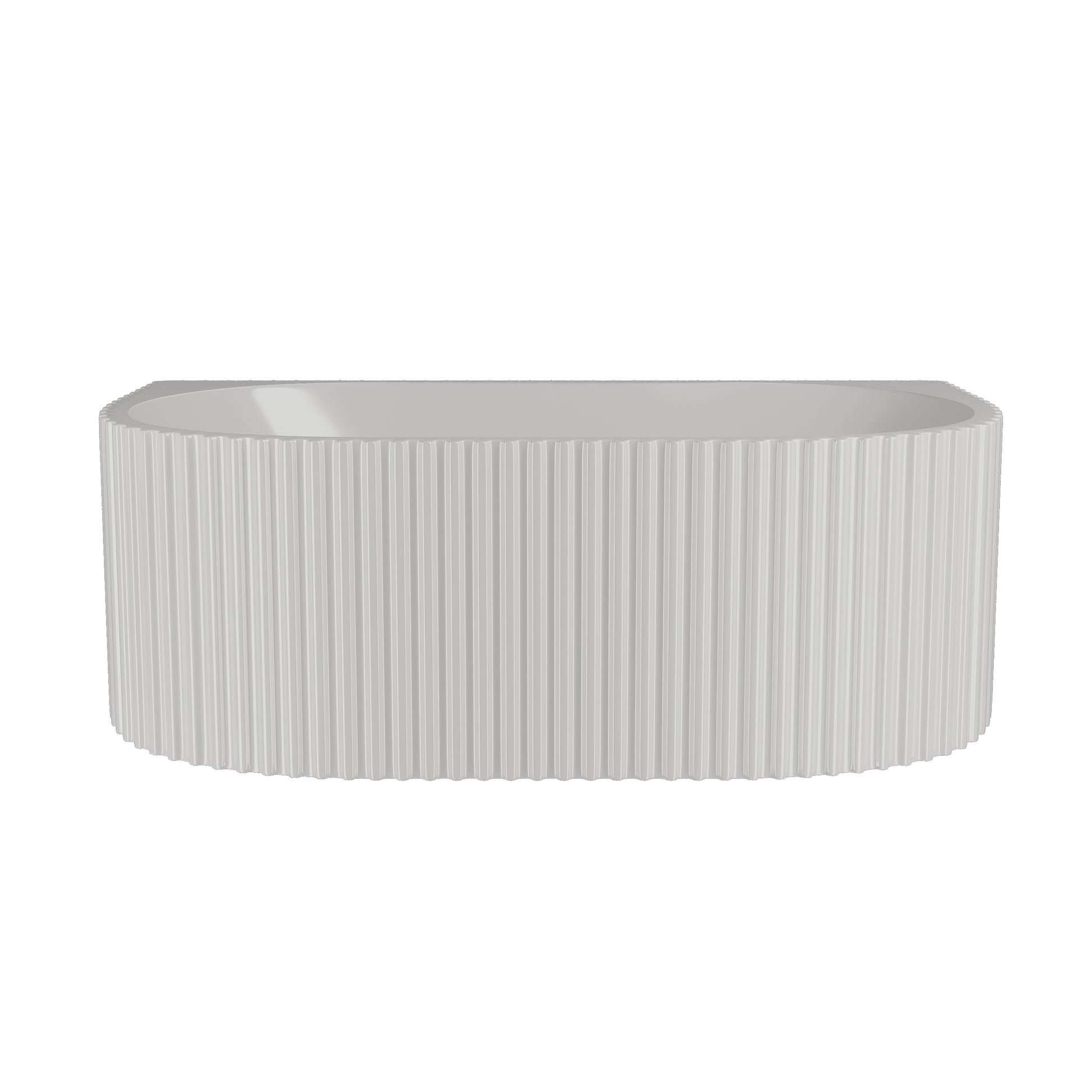 [BBFS175] Contemporary Back To Wall Freestanding Bath with Ribbed Design - Choice of Size - Cutout