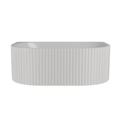 [BBFS175] Contemporary Back To Wall Freestanding Bath with Ribbed Design - Choice of Size - Cutout
