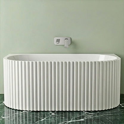 [BBFS175] Contemporary Back To Wall Freestanding Bath with Ribbed Design - Choice of Size - Silo
