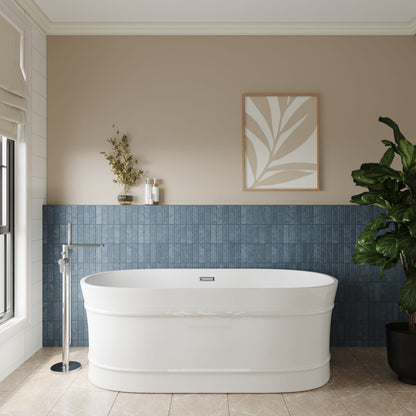 [BBFS177] Contemporary Elegant Oval Freestanding Modern Double Ended Bath with Layered Rim Design - Choice of Size - Lifestyle 1