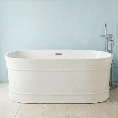 [BBFS177] Contemporary Elegant Oval Freestanding Modern Double Ended Bath with Layered Rim Design - Choice of Size - Silo