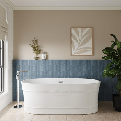 [BBFS178] Contemporary Elegant Oval Freestanding Modern Double Ended Bath with Layered Rim Design - Choice of Size - Lifestyle 1