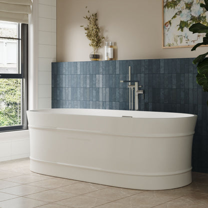 [BBFS178] Contemporary Elegant Oval Freestanding Modern Double Ended Bath with Layered Rim Design - Choice of Size - Lifestyle 2