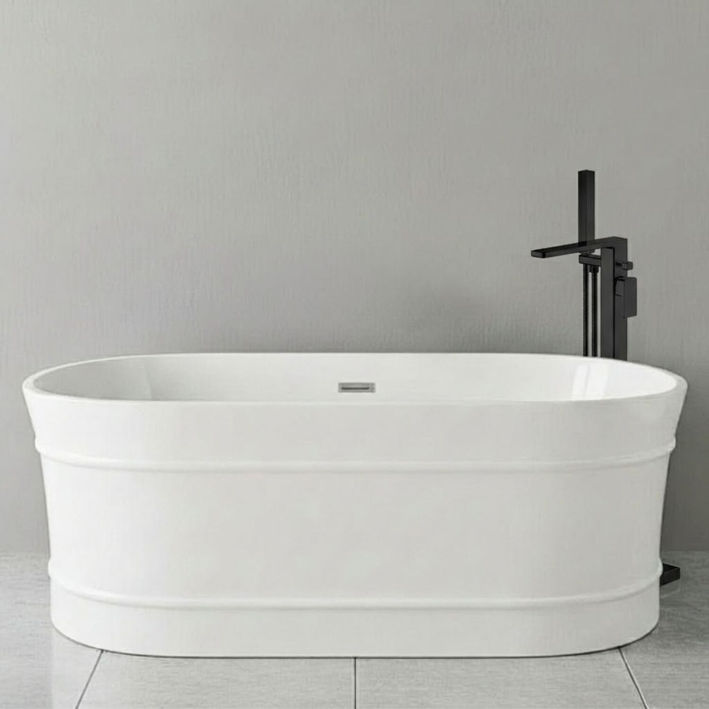 [BBFS178] Contemporary Elegant Oval Freestanding Modern Double Ended Bath with Layered Rim Design - Choice of Size - Silo