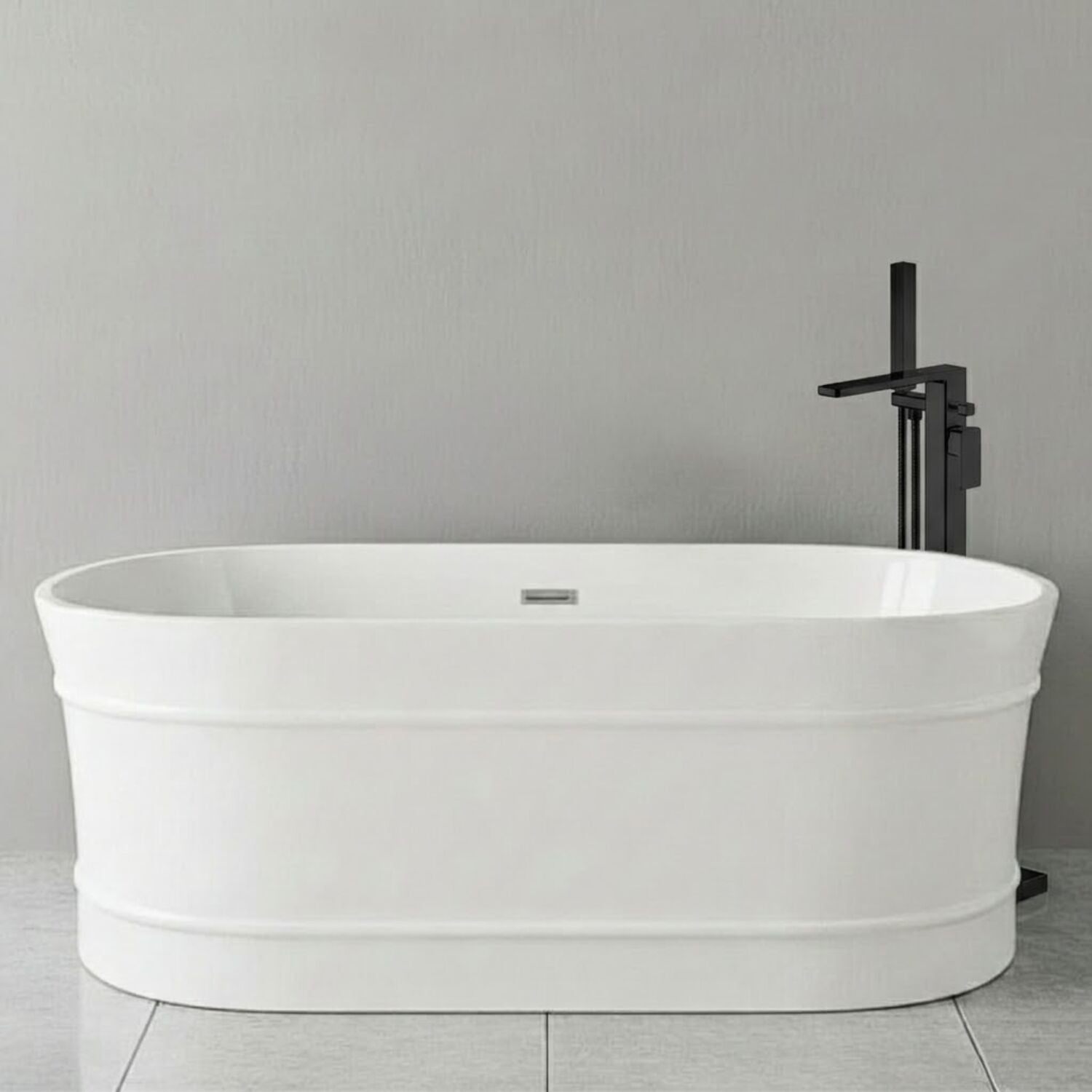[BBFS178] Contemporary Elegant Oval Freestanding Modern Double Ended Bath with Layered Rim Design - Choice of Size - Silo