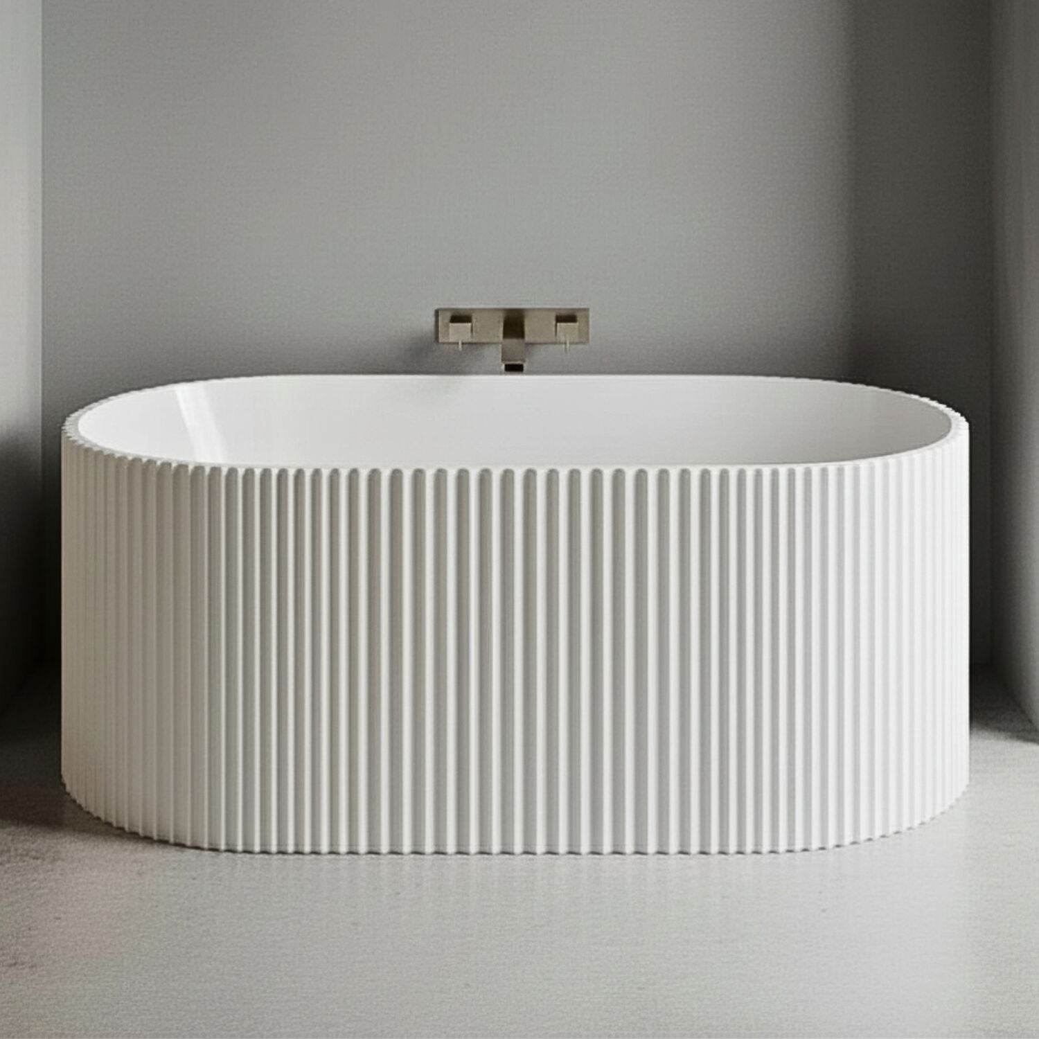 [BBFS179] Contemporary Curved Freestanding Bath, Modern Ribbed Design - Choice of Size - Silo