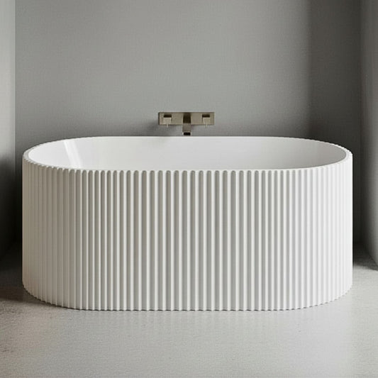 [BBFS179] Contemporary Curved Freestanding Bath, Modern Ribbed Design - Choice of Size - Silo