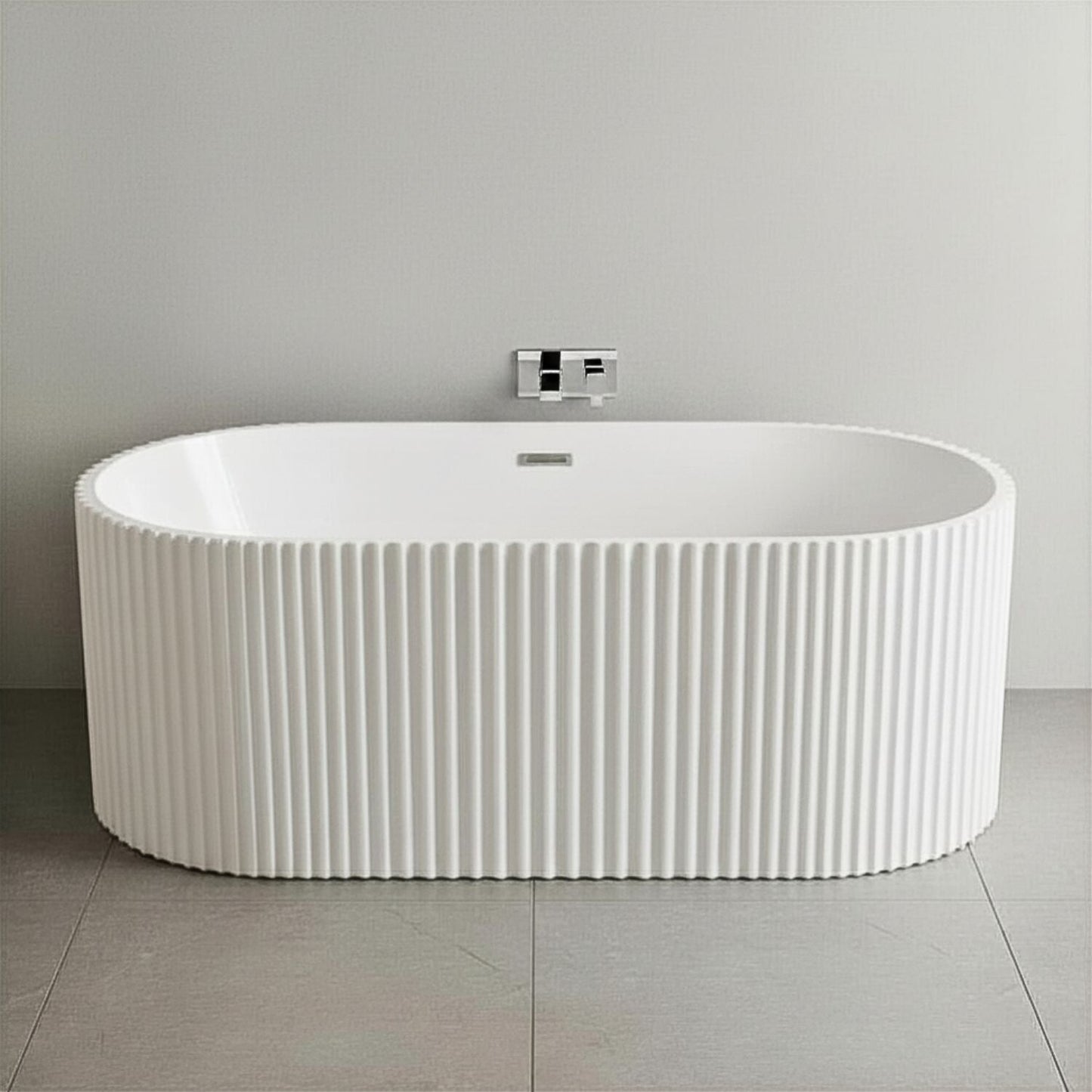 [BBFS180] Contemporary Curved Freestanding Bath, Modern Ribbed Design - Choice of Size - Silo
