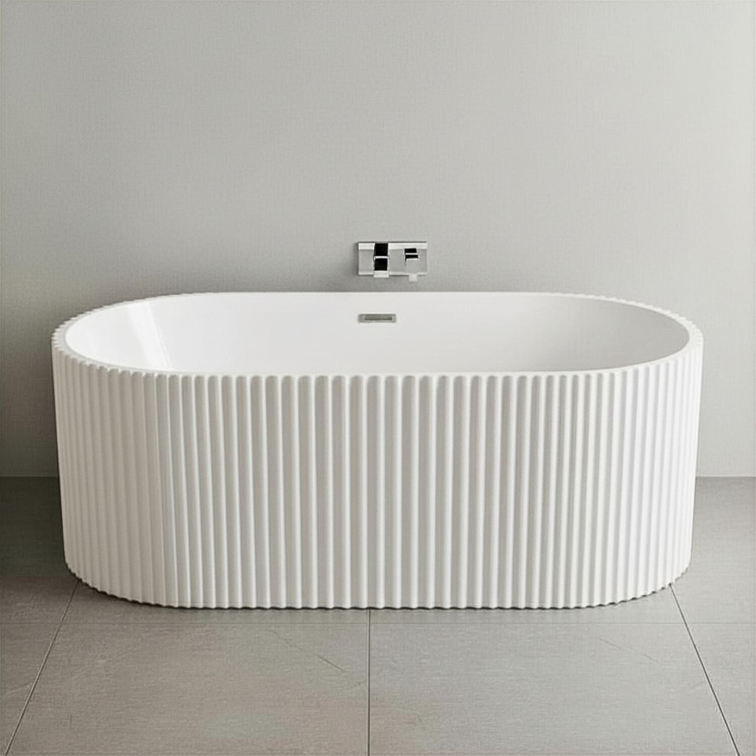 [BBFS180] Contemporary Curved Freestanding Bath, Modern Ribbed Design - Choice of Size - Silo
