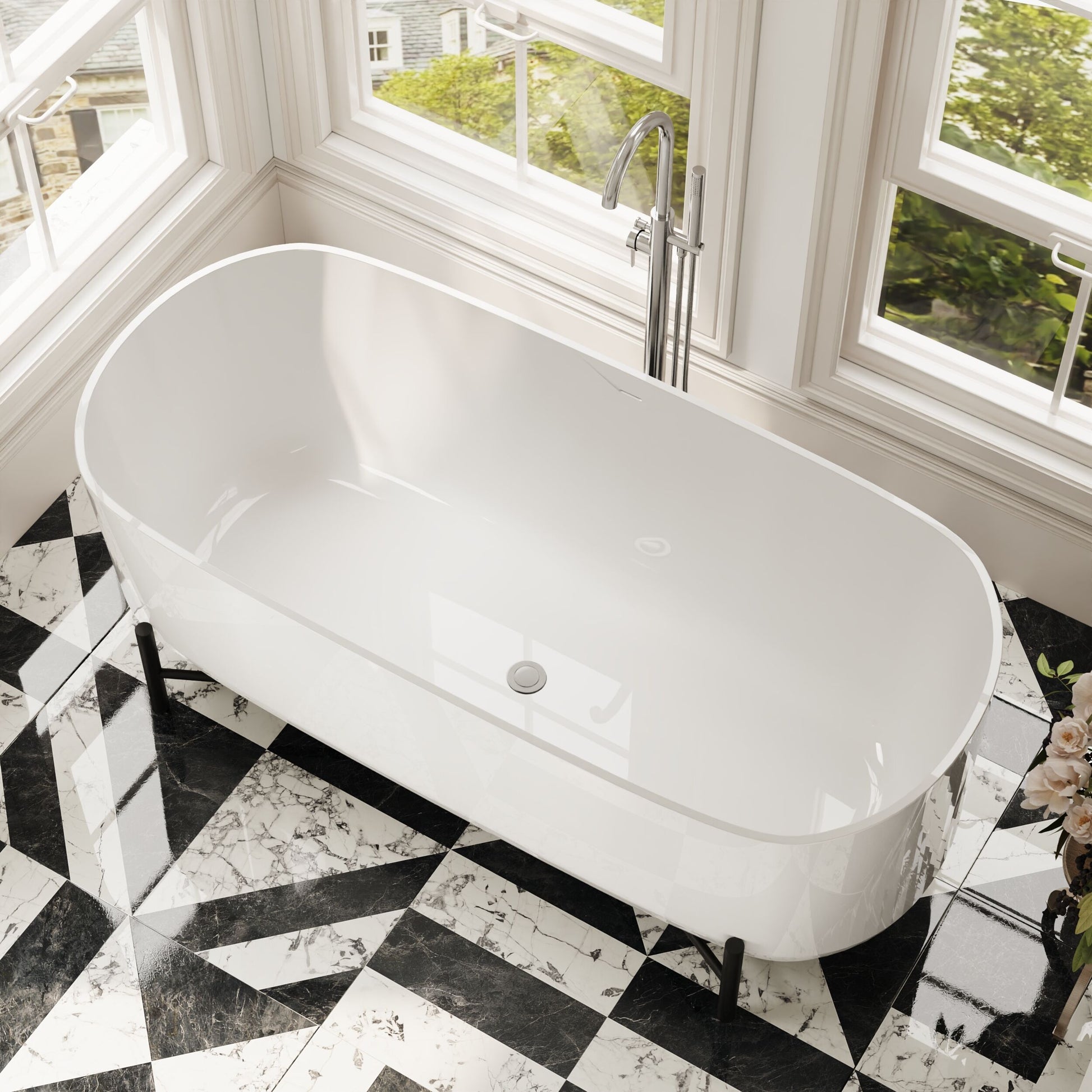 [BBFS182] Contemporary Oval Freestanding Bath with Stand - Choice of Size - Lifestyle 2