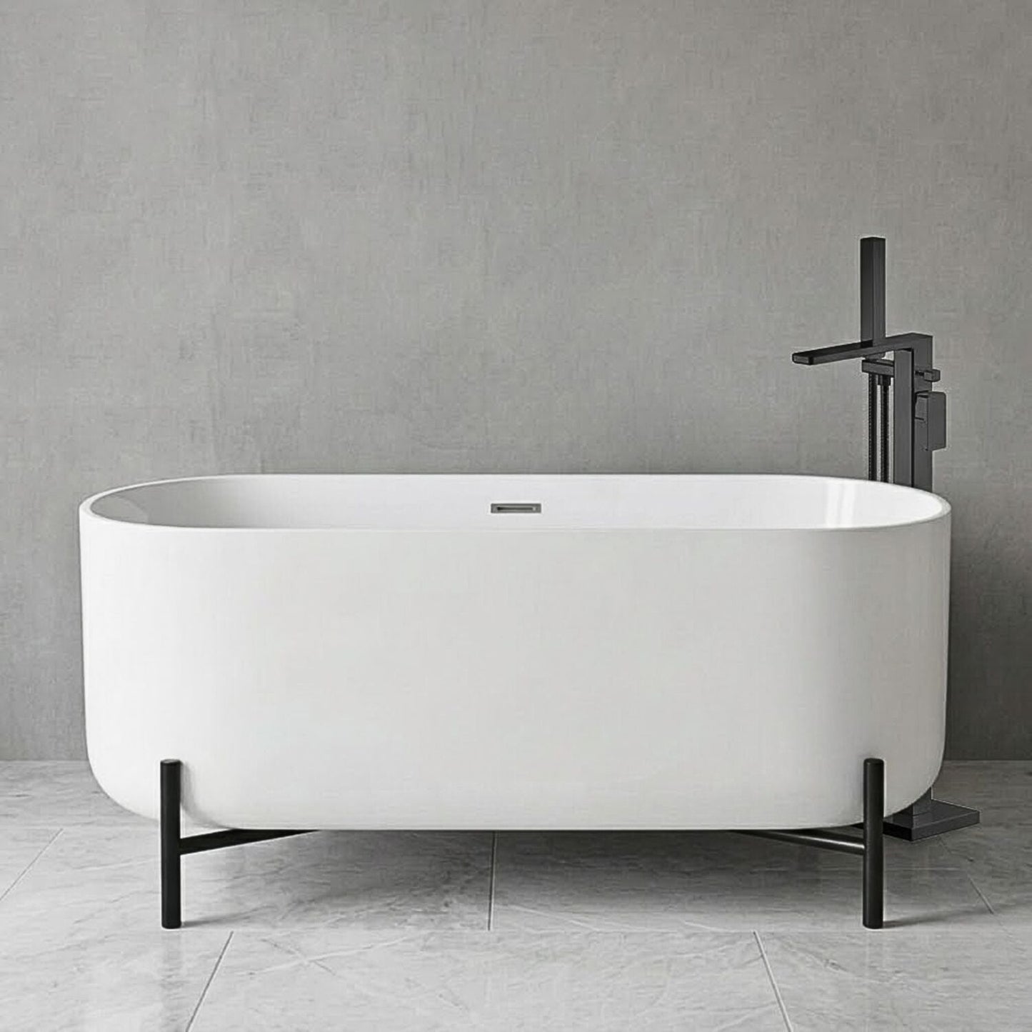 [BBFS182] Contemporary Oval Freestanding Bath with Stand - Choice of Size - Silo