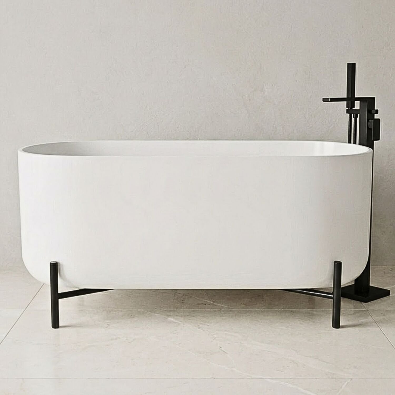 [BBFS183] Contemporary Oval Freestanding Bath with Stand - Choice of Size - Silo