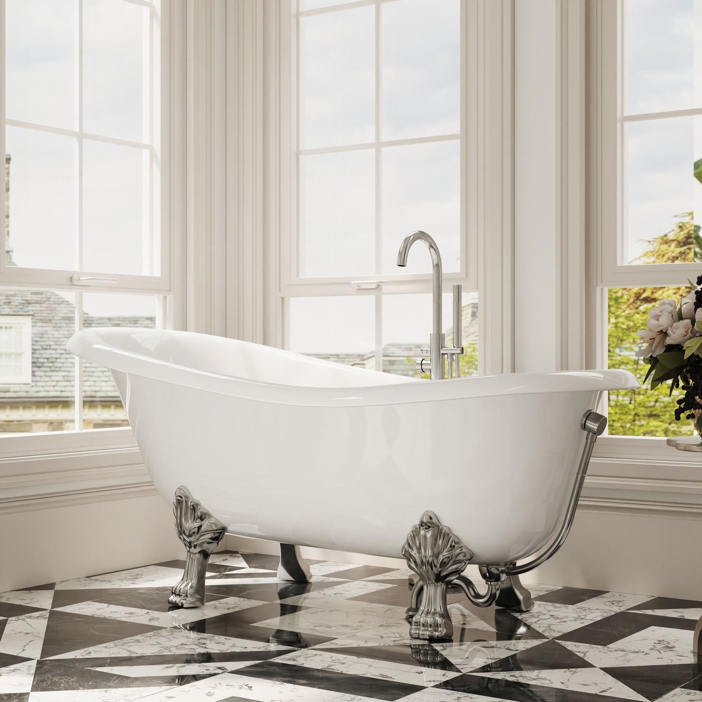 [BBFS184] Traditional Roll Top Slipper Freestanding Bath with Feet - Choice of Size - Lifestyle 3