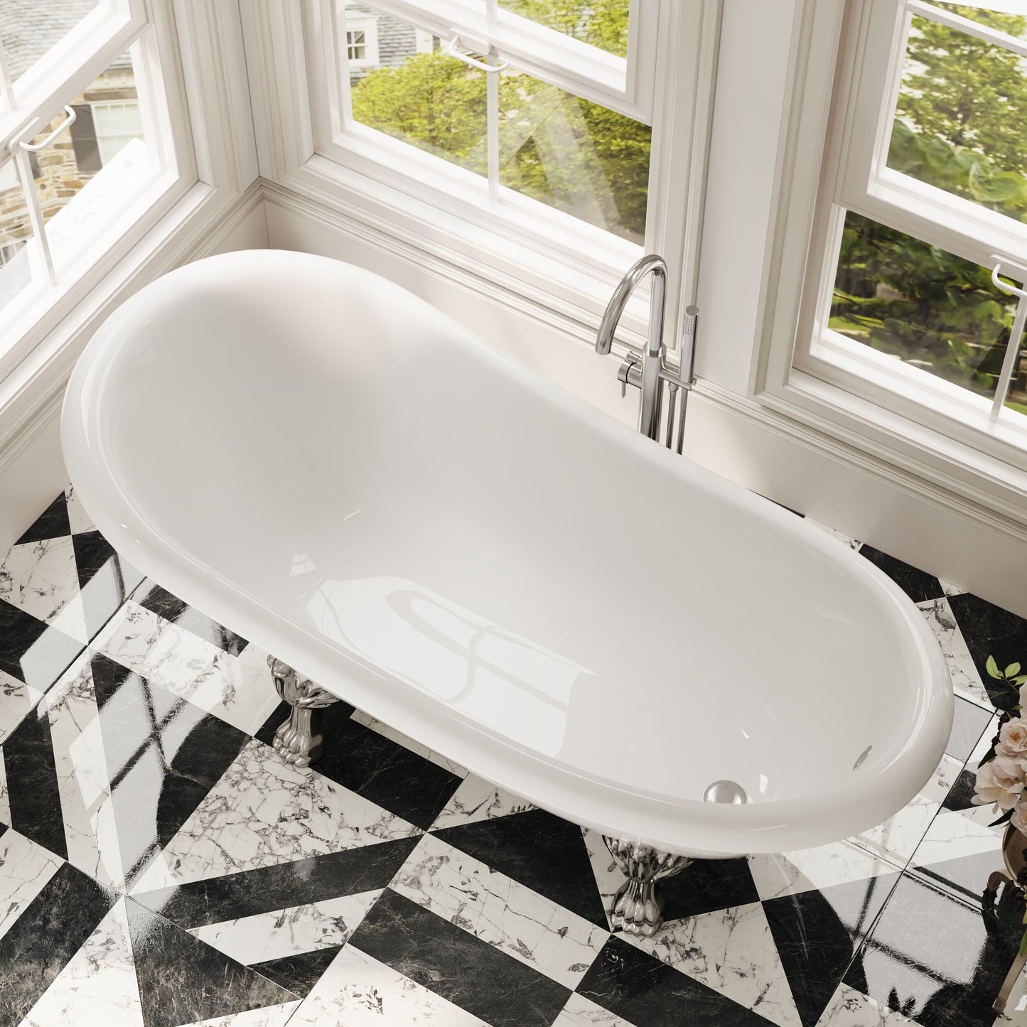 [BBFS185] Traditional Roll Top Slipper Freestanding Bath with Feet - Choice of Size - Lifestyle 2
