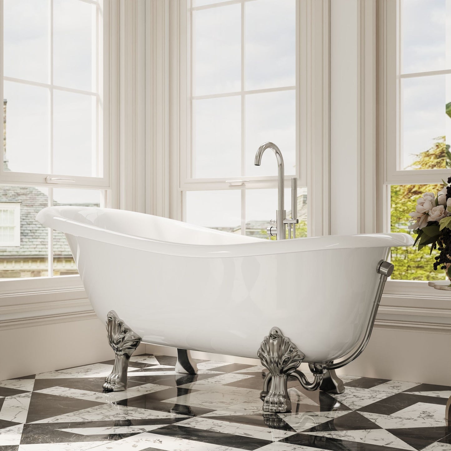 [BBFS185] Traditional Roll Top Slipper Freestanding Bath with Feet - Choice of Size - Lifestyle 3