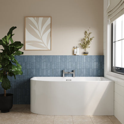 [BBFS187R] Contemporary Corner Freestanding Bath, Left or Right Hand J Shaped Bath - Choice of Size - Lifestyle 1
