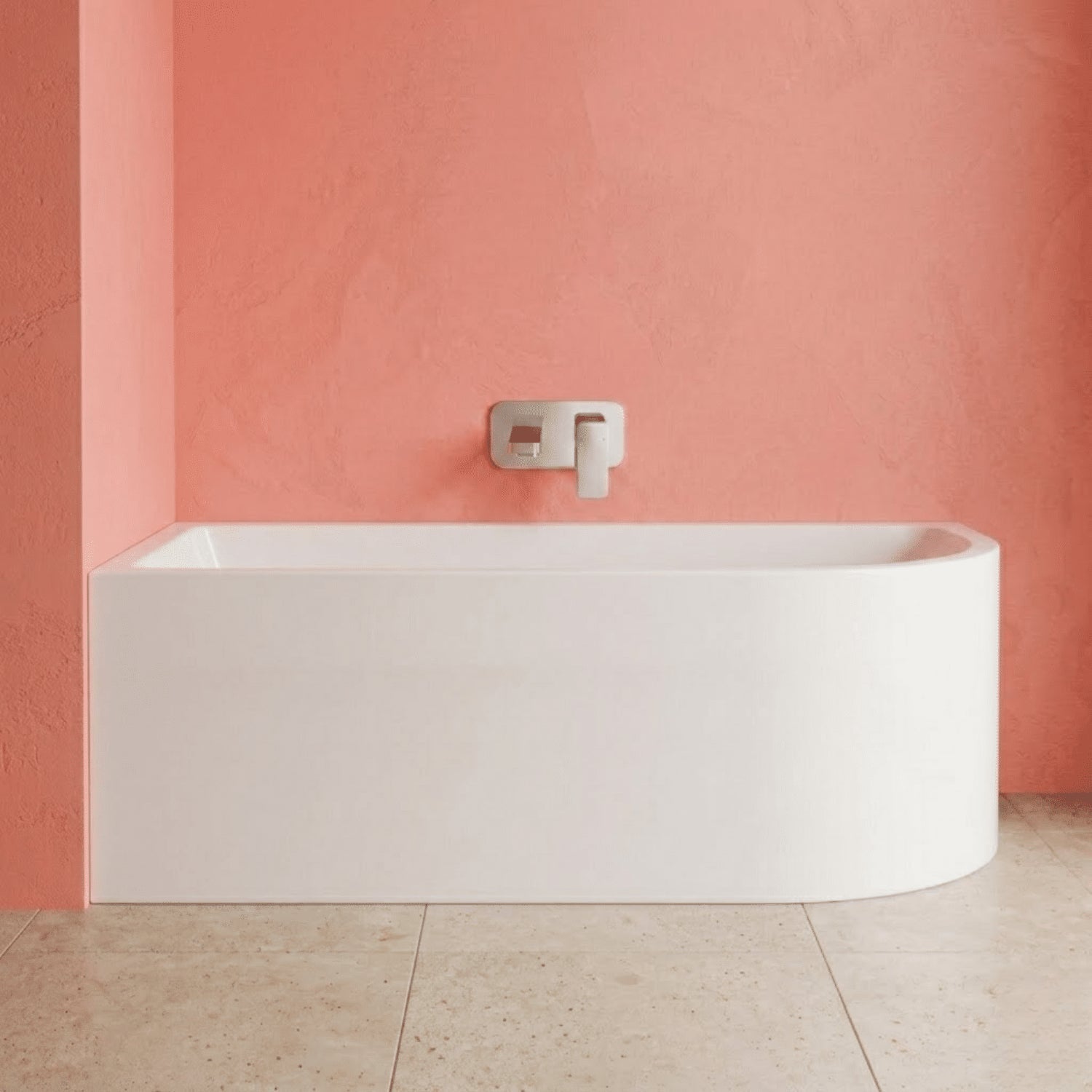 [BBFS188L] Contemporary Corner Freestanding Bath, Left or Right Hand J Shaped Bath - Choice of Size - Silo