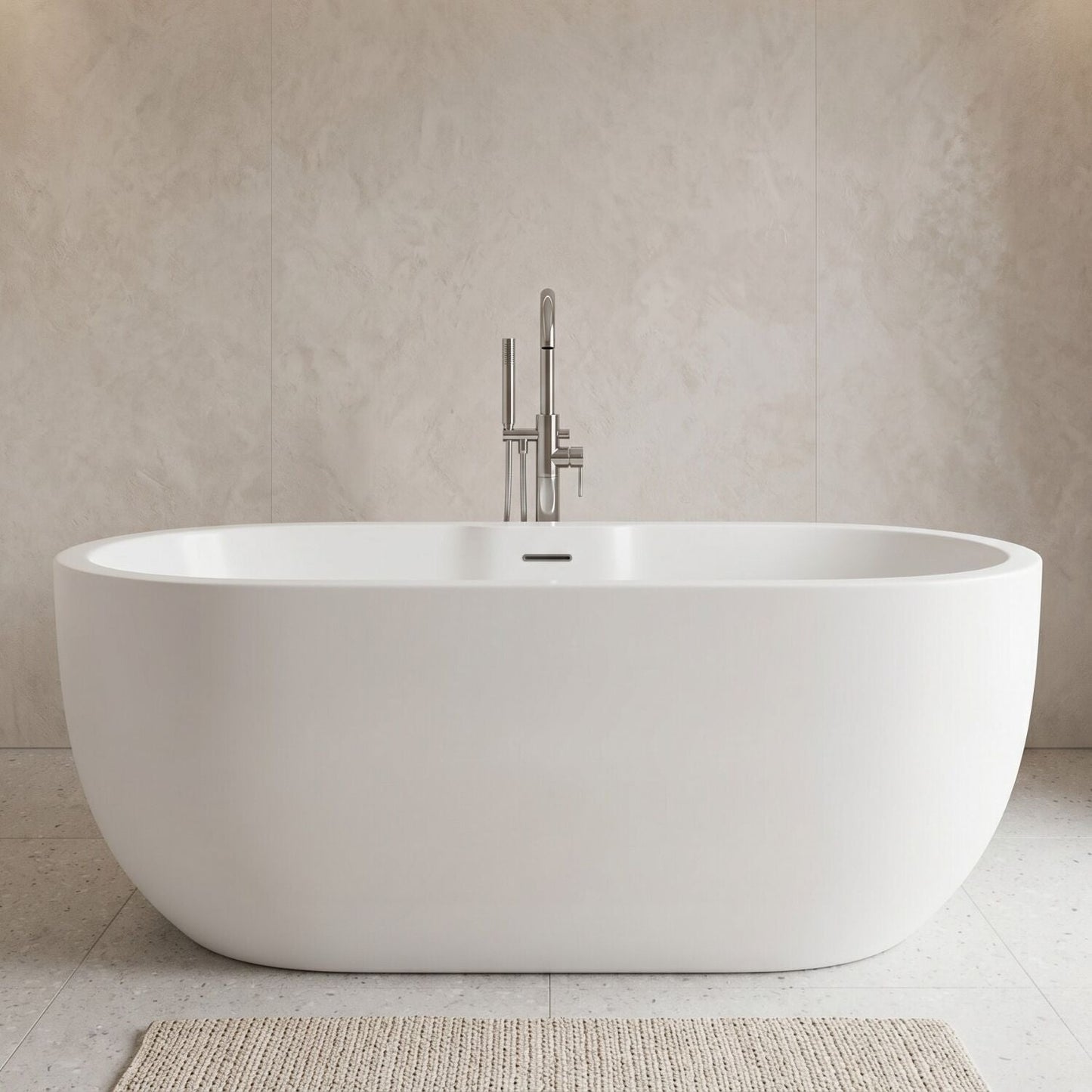 [BBFSB202-A] Modern Oval Freestanding Double Ended Soaking Bath - Choice of Size - Silo