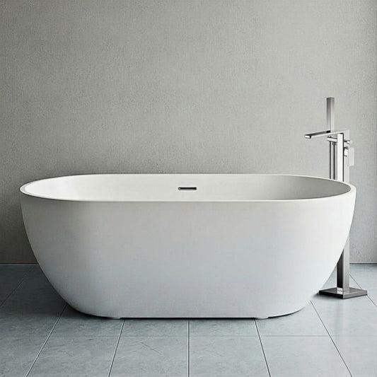 [BBFSB308-A] Oval Freestanding Bath, Double Ended, 1600 x 850mm - Gloss White Finish - Silo