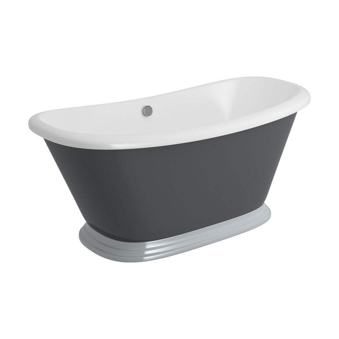[BBFSB310HG] Traditional Freestanding Boat Bath Double Ended Roll Top, 1770 x 740mm - Grey - Cutout