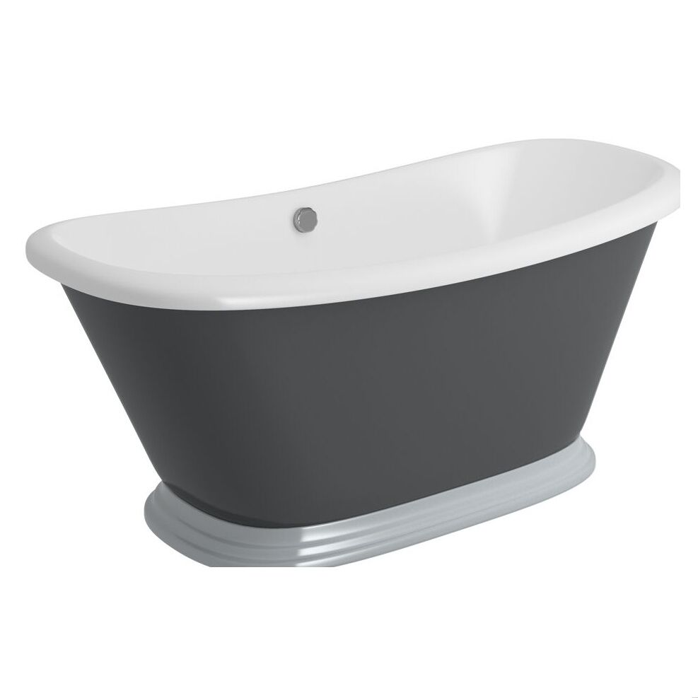 [BBFSB310HG] Traditional Freestanding Boat Bath, Double Ended, 1770mm - Grey - Cutout