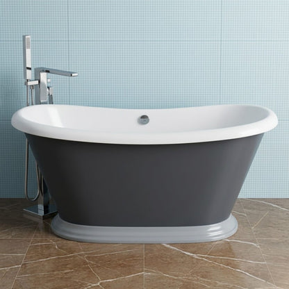 [BBFSB310HG] Traditional Freestanding Boat Bath Double Ended Roll Top, 1770 x 740mm - Grey - Silo