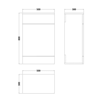 [BBHFTWC] White WC Unit - Technical Drawing