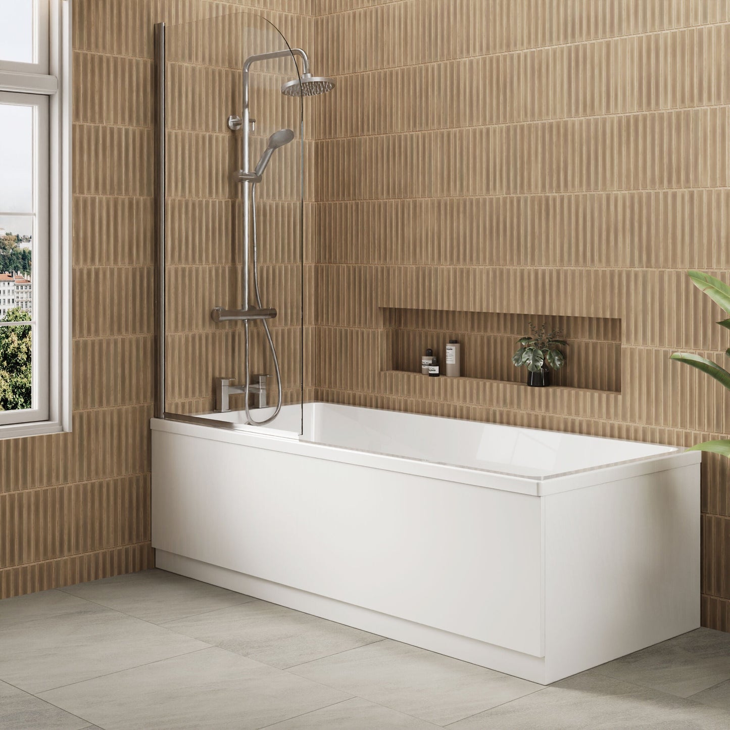 [BBPA105W] 1700mm Waterproof Straight Shower Bath Front Panel - Gloss White - Lifestyle 2