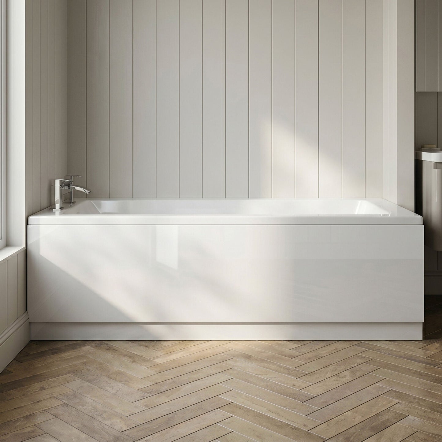 [BBPA105W] 1700mm Waterproof Straight Shower Bath Front Panel - Gloss White - Silo