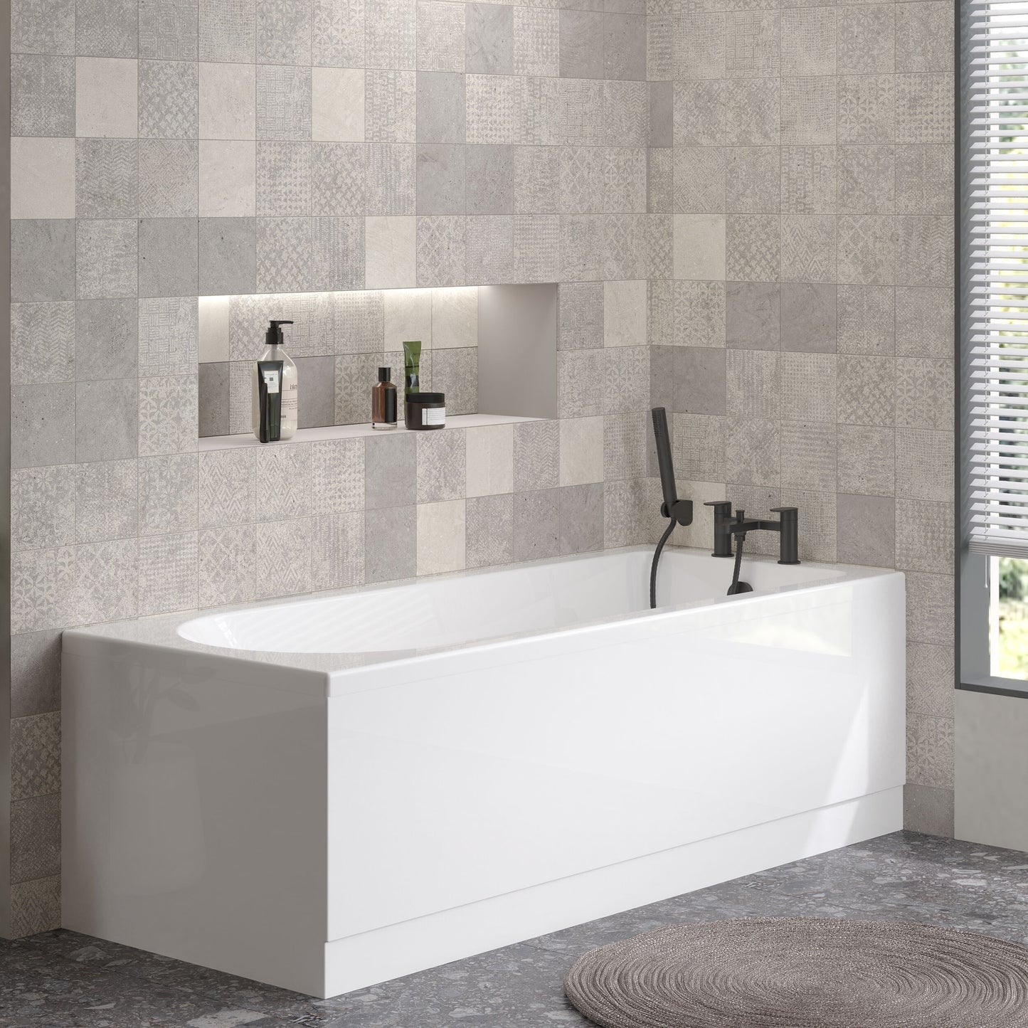 [BBPA105] Gloss White MDF Bath Front Panel with Plinth - Choice of Size - Lifestyle 2