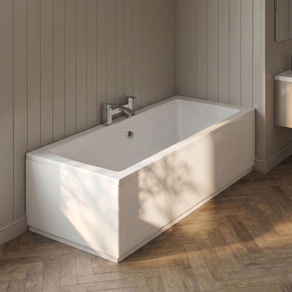 [BBPA111W] 700mm Waterproof Straight Shower Bath End Panel - Gloss White - Silo