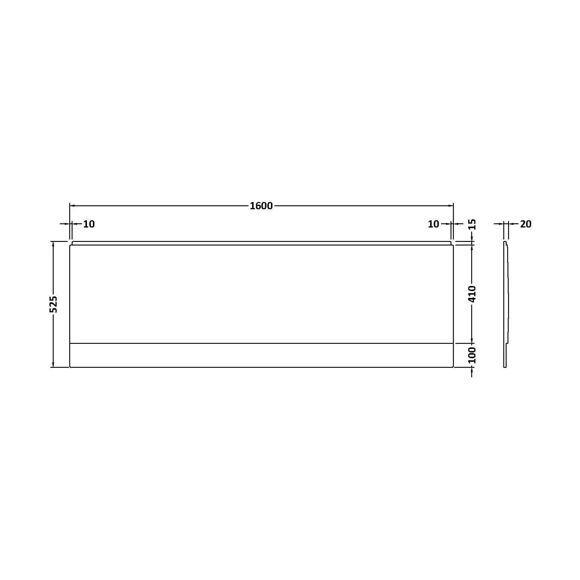 [BBPA139] Contemporary Acrylic Front Panel (1600mm) - Technical Drawing