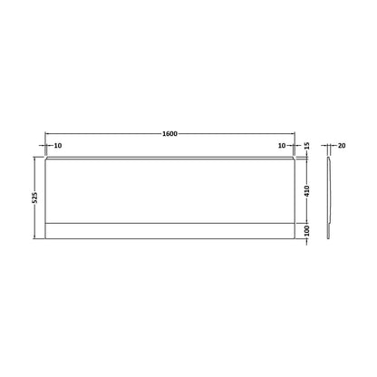 [BBPA139] Contemporary Acrylic Front Panel (1600mm) - Technical Drawing