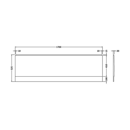 [BBPA140] 1700mm Straight Bath Acrylic Front Panel - Technical Drawing