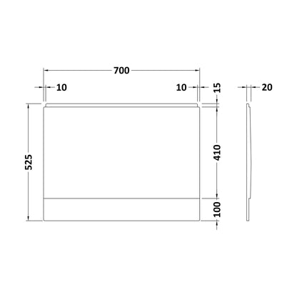 [BBPA142] 700mm White Acrylic End Bath Panel for Straight Bathtub Installation - Technical Drawing