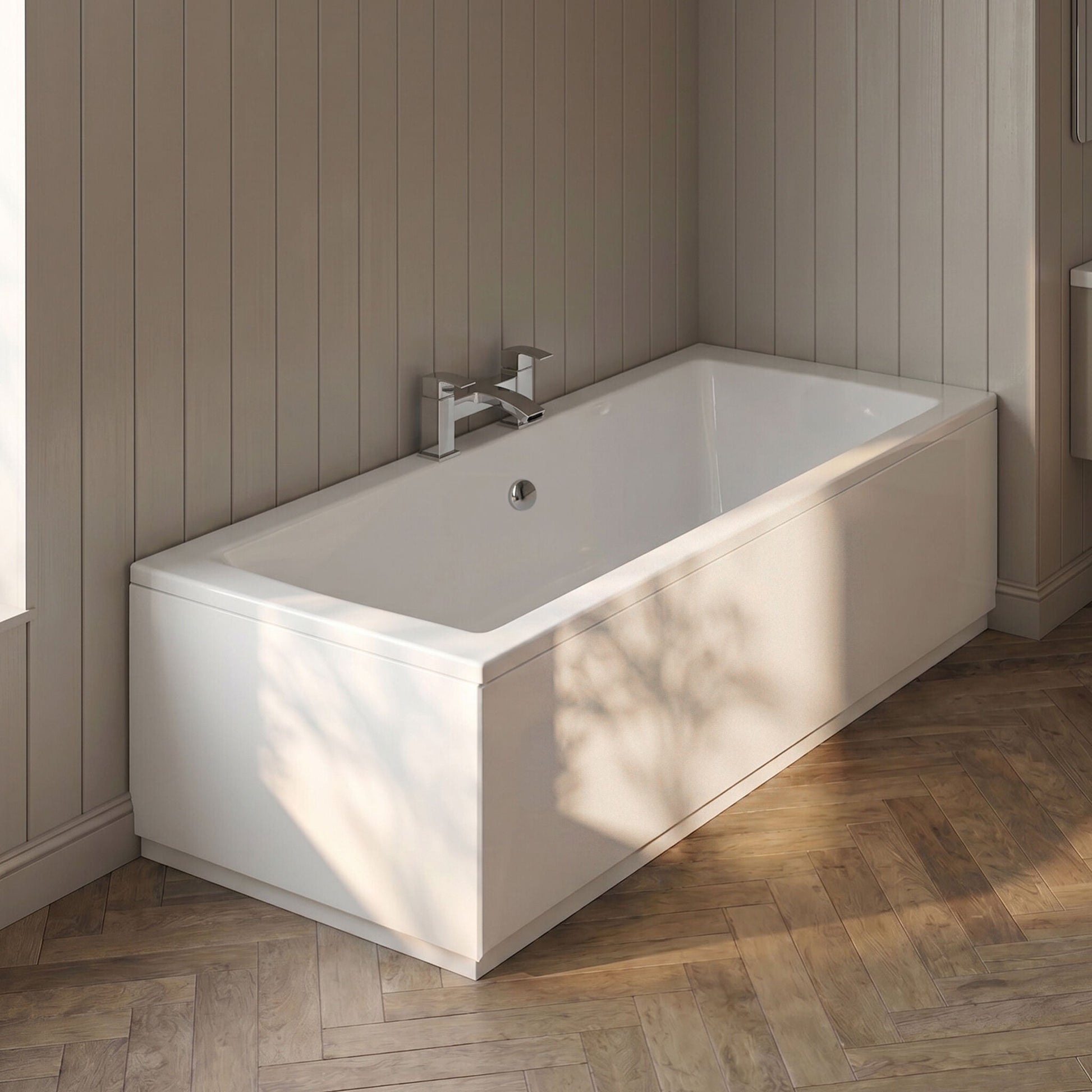 [BBPA170] 700mm Straight Reversible Bath End Panel & Plinth - Satin White - Silo