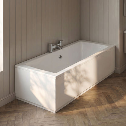 [BBPA170] 700mm Straight Reversible Bath End Panel & Plinth - Satin White - Silo