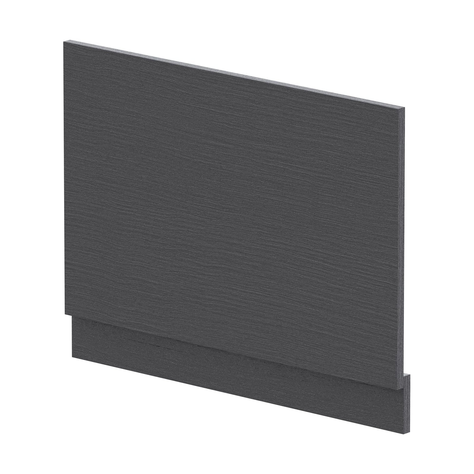 [BBPA2212] 750mm Edge/Power Straight End Bath Panel & Plinth - Textured Woodgrain Graphite Grey - Cutout