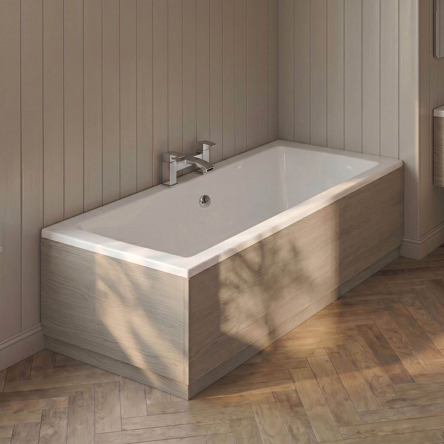 [BBPA2512] 750mm Bath MFC End Panel & Plinth - Woodgrain Solace Oak - Silo