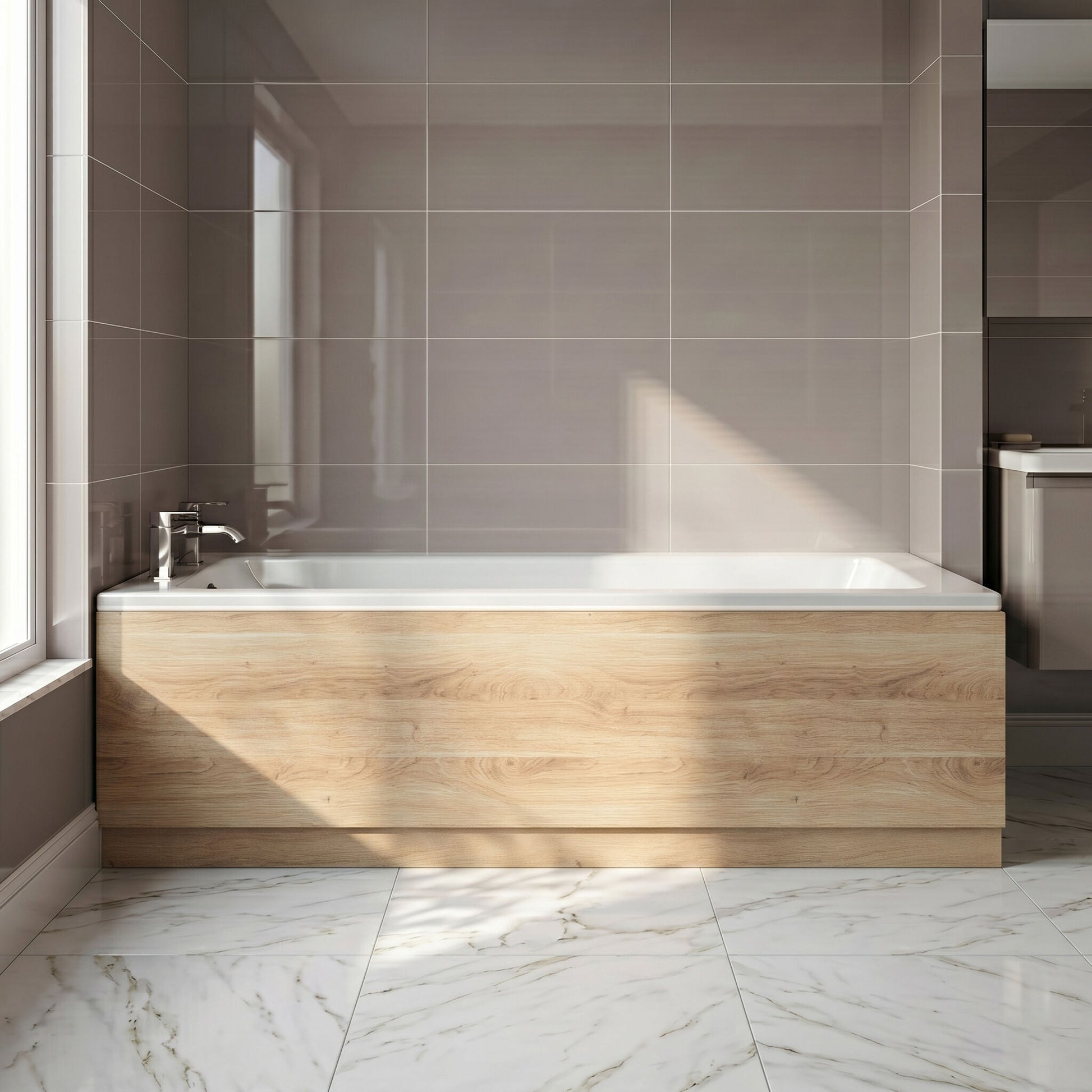 [BBPA3005] 1700mm Straight Bath Front Panel and Plinth - Bleached Oak - Silo