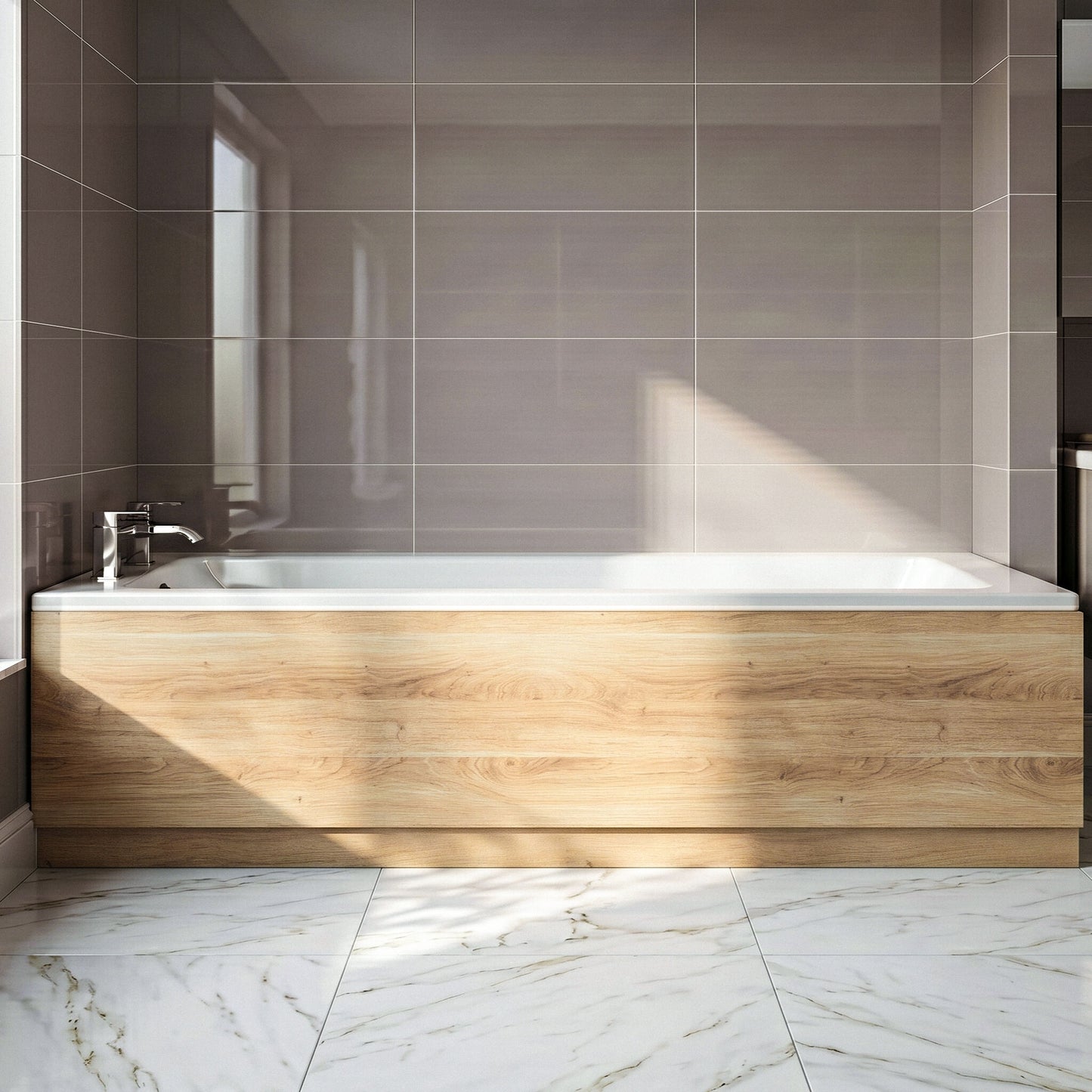 [BBPA3007] 1800mm Straight Bath Front Panel and Plinth - Bleached Oak - Silo