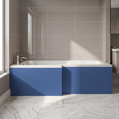 [BBPA373] Dunwood 1700mm L Shape Square Reversible Bath Front Panel - Satin Blue - Silo