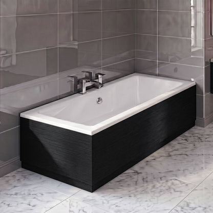 [BBPA613] 800mm Bath MFC End Panel & Plinth - Woodgrain Charcoal Black - Silo